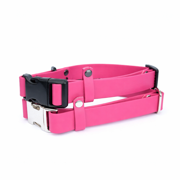 BioThane halsb�nd med klik sp�nde - farve pink,
