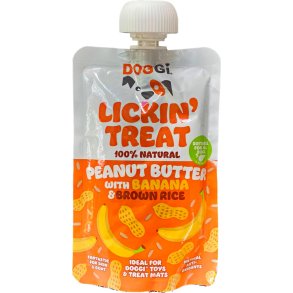 Doggi Lickin' Treat m. peanut butter, banan og brune ris - 100g 