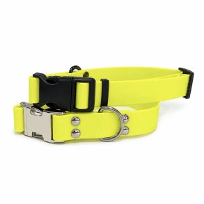 BioThane halsb�nd med klik sp�nde - farve neon gul,
