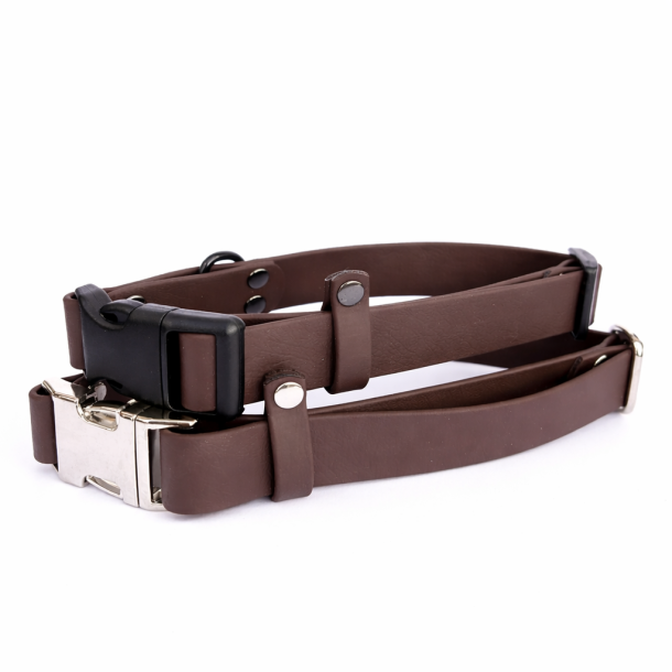 BioThane halsb�nd med klik sp�nde - farve m�rkebrun,