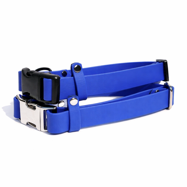 BioThane halsb�nd med klik sp�nde - farve bl�,