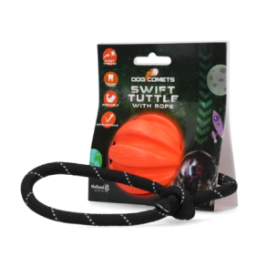 Dog Comets Ball Swift Tuttle med reb - orange