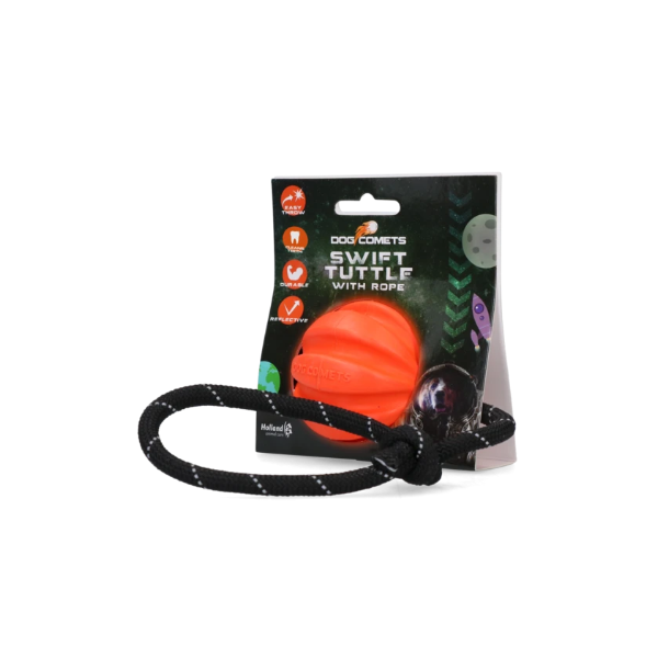 Dog Comets Ball Swift Tuttle med reb - orange