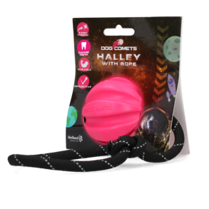 Dog Comets Ball Halley  med reb - pink