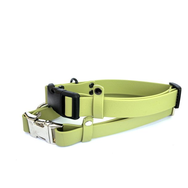 BioThane halsb�nd med klik sp�nde - farve guacamole gr�n,