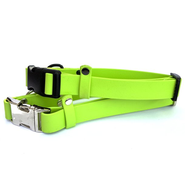 BioThane halsb�nd med klik sp�nde - farve �ble gr�n,