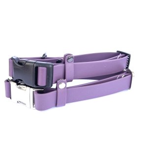 BioThane halsb�nd med klik sp�nde - farve aubergine lilla,