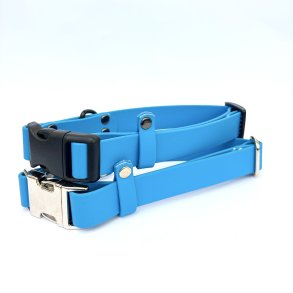 BioThane halsb�nd med klik sp�nde - farve light bl�,