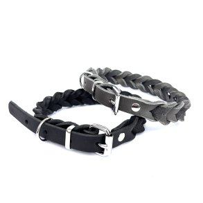 AK dogdesign - Fedtl�der halsb�nd flettet - bredde 18mm