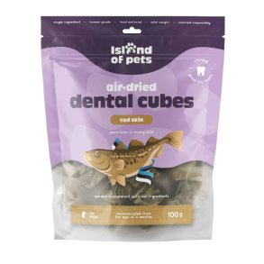Island of Pets, Air-dried Cod Skin Dental Cubes - 100g