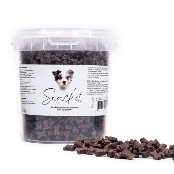 Snack'it Semi-Moist Mini Bones m. Hest  - 500g