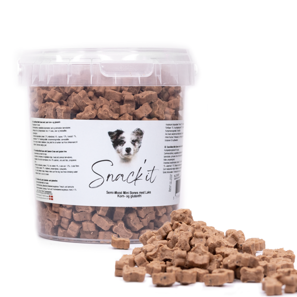 Snack'it Semi-Moist Mini Bones m. Laks  - 500g