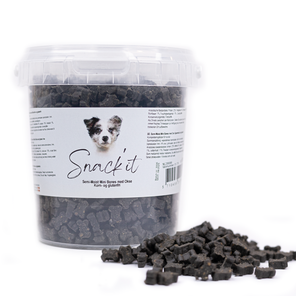 Snack'it Semi-Moist Mini Bones m. Okse  - 500g