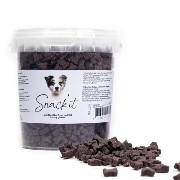 Snack'it Semi-Moist Mini Bones m. Vildt  - 500g