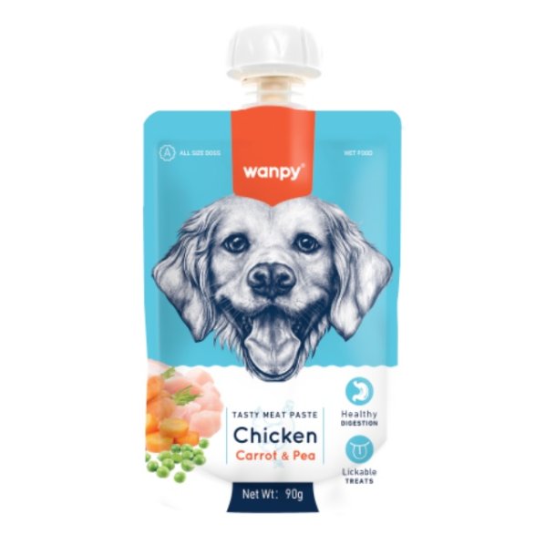 Wanpy Dog Tasty Meat Paste - Chicken, Carrot &amp; Pea -  90g