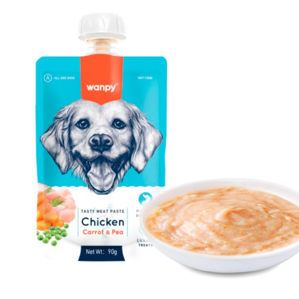 Wanpy Dog Tasty Meat Paste - Chicken, Carrot &amp; Pea -  90g