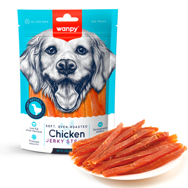 Wanpy Soft Chicken Jerky Strips  - 100g