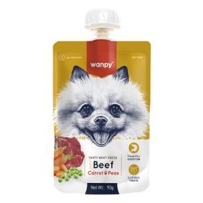 Wanpy Dog Tasty Meat Paste - Beef, Carrot & Pea -  90g