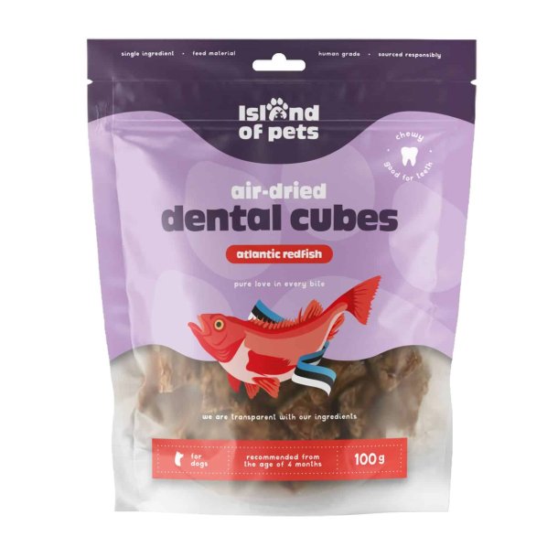 Island of Pets, Air-dried Atlantic redfish dental cubes - 100g