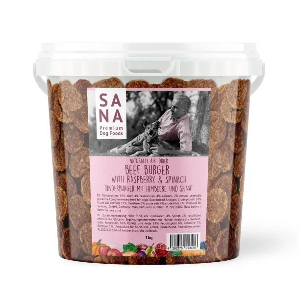 SANADOG beef burgers with raspberries and spinach - 1kg