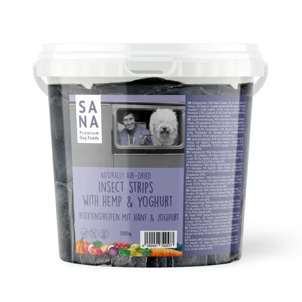 SANADOG insect strips with hemp and yogurt - 500g